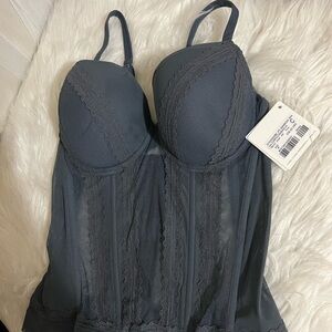 Sexy Gray Lace Bustier